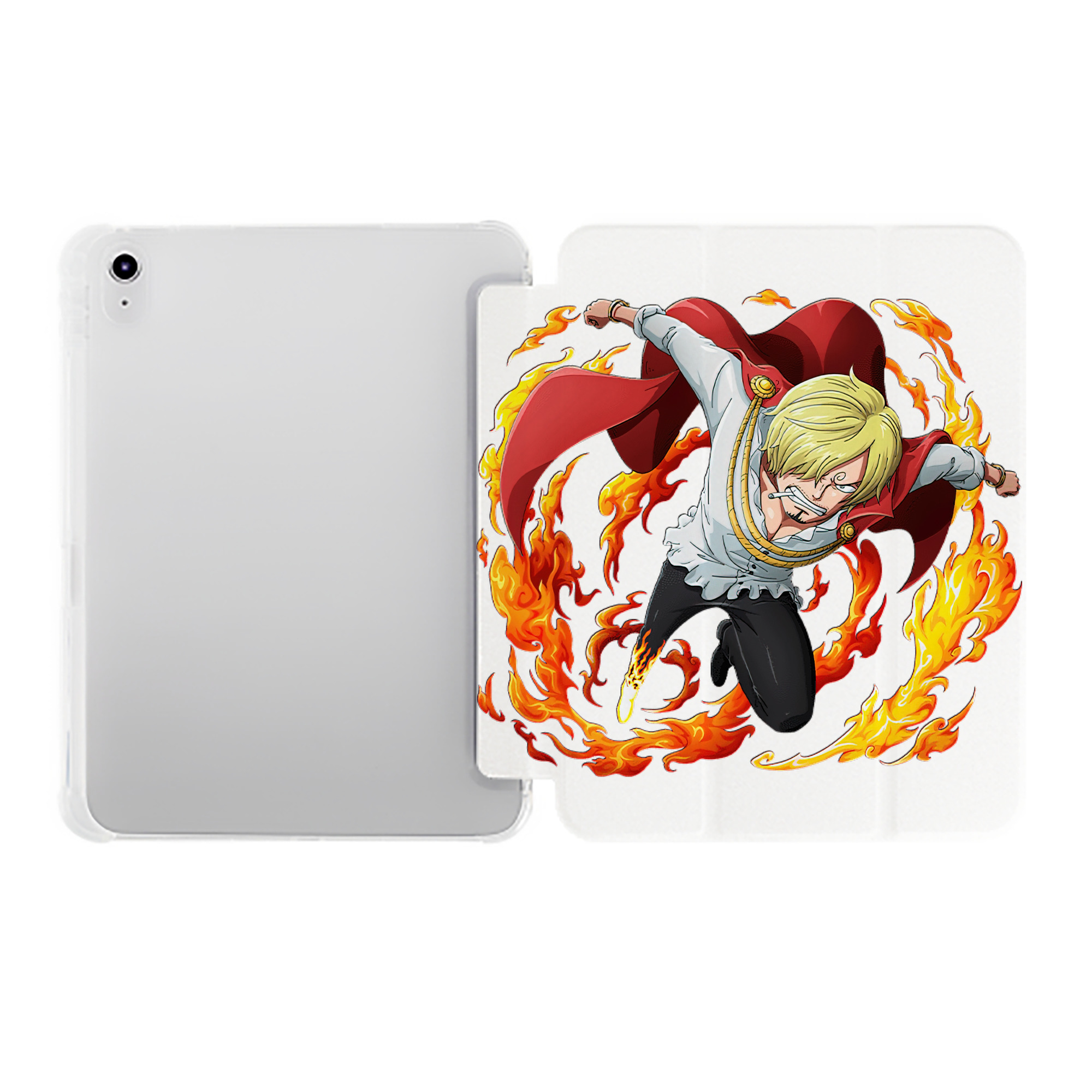 （画像用） ワンピース サンジ ONE PIECE Sanji IPad ケース ペン収納付き 三つ折りスタンド PUレザー×シリコン 対応機種9.5/10.5/10.9インチ